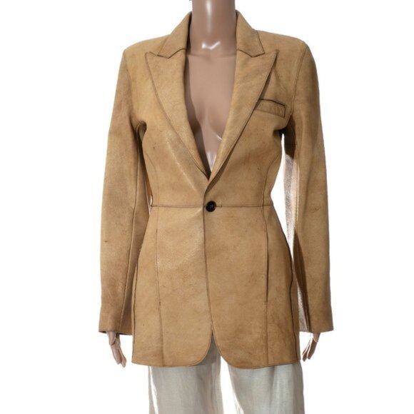 Jean Paul Gaultier Distressed Leather Blazer Jacket US sz 6 - Picture 1 of 15